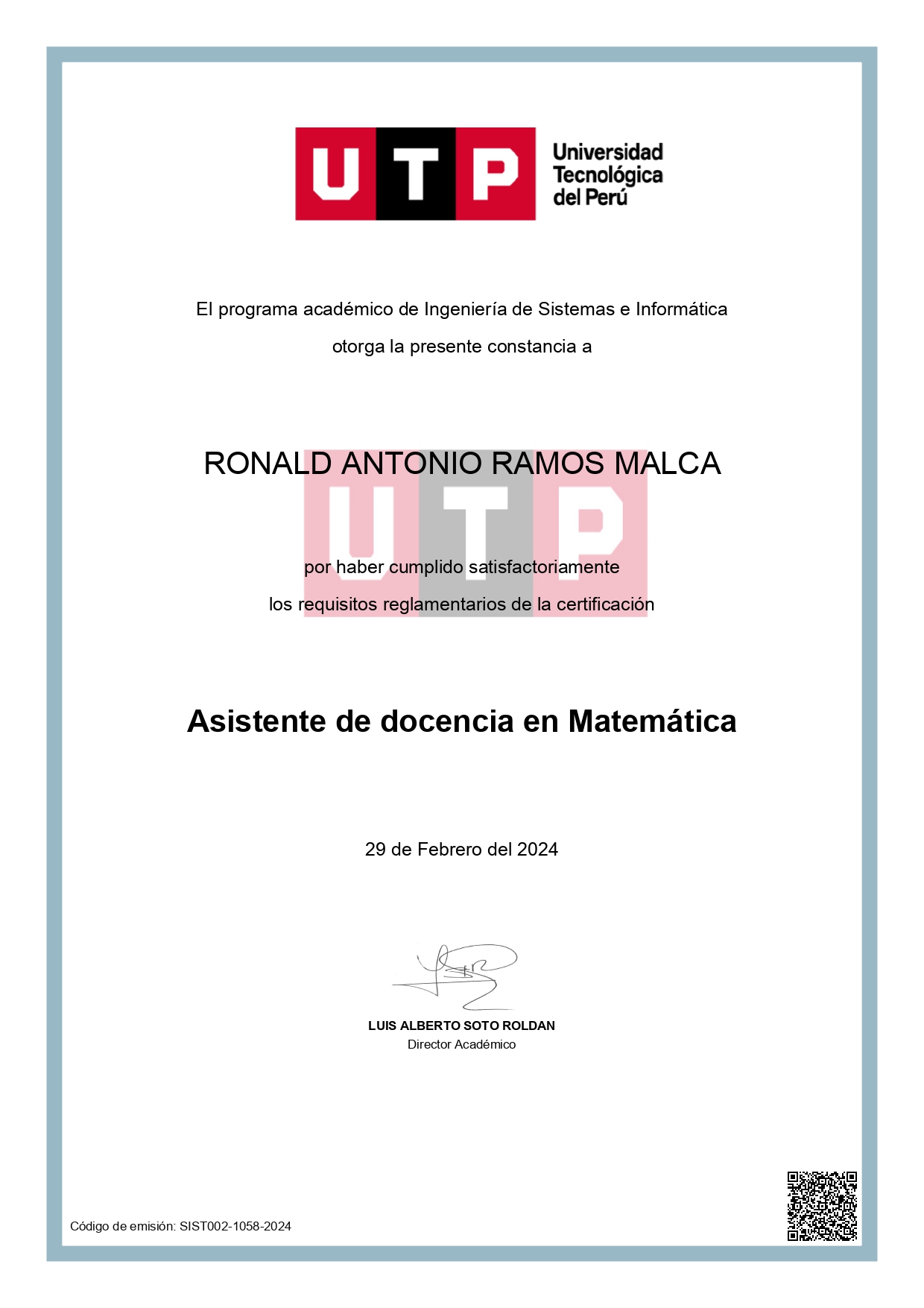 Asistente de docencia en Matemática